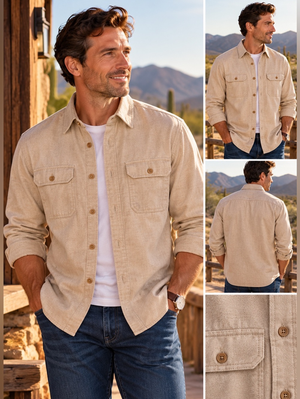 Lucky Brand Utility Shirt Men’s XXL Beige NWT Cotton Workwear Overshirt